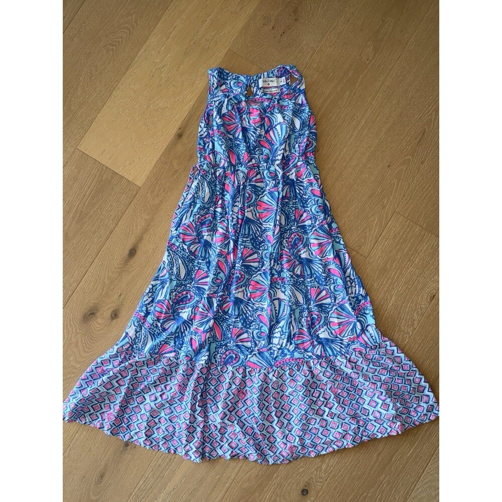 Lilly Pulitzer Dress Youth Small Blue/Pink floral 20th Anniversary Collection